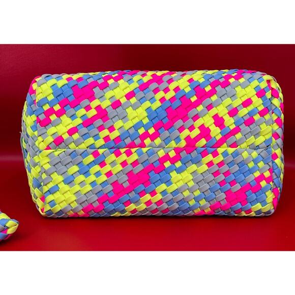 Naghedi St Barths Bright Multi-Colors Woven Medium Tote Bag Purse In Ibiza - Picture 8 of 14